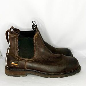 Ariat Groundbreaker Chelsea Boots 13D Brown Waterproof Steel Toe WORK MAN EUC